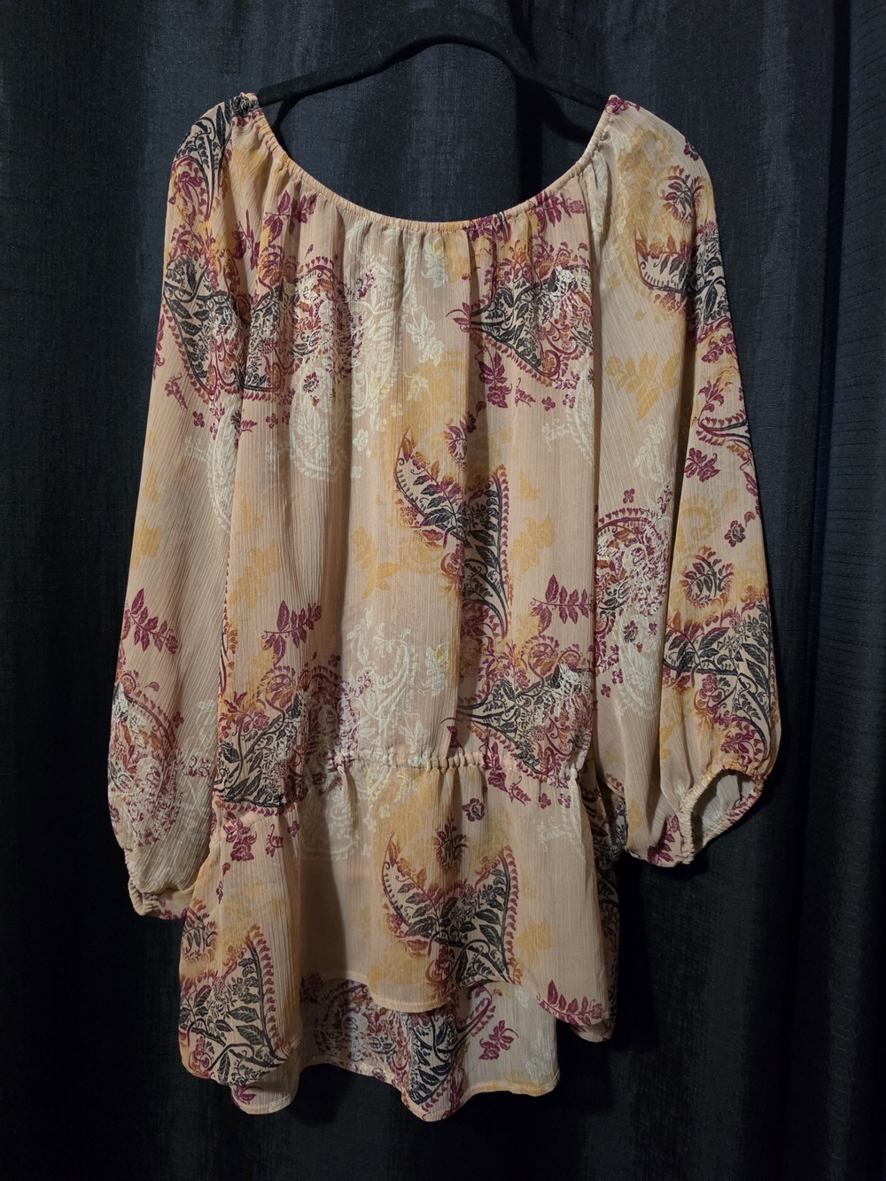 Lane Bryant Cream Sheet Tunic with Pink & Gold Paisley Print 1X